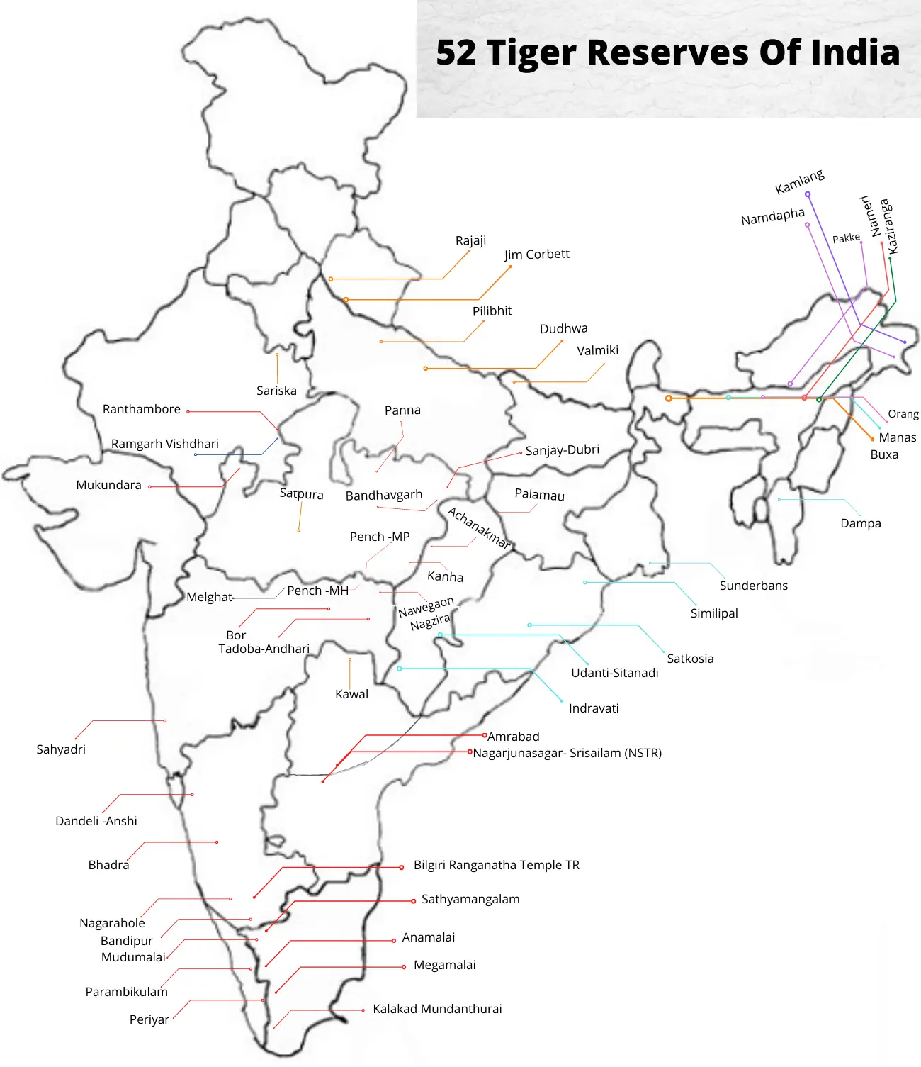 Tiger Reserve of India Map